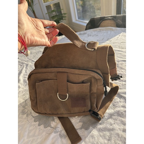 One Tigris Dog M / L‎ Backpack Harness Vest with Saddlebag Pouches Brown Canvas - Picture 4 of 14